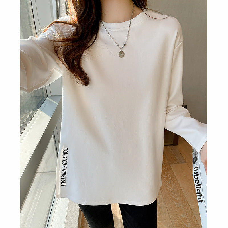 Damen lässiges Langarmshirt mit modernem Rundhalsausschnitt Drune