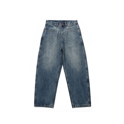Damen Hochtaillierte Straight-Jeans im Retro-Workwear-Stil mit geradem Bein Drune