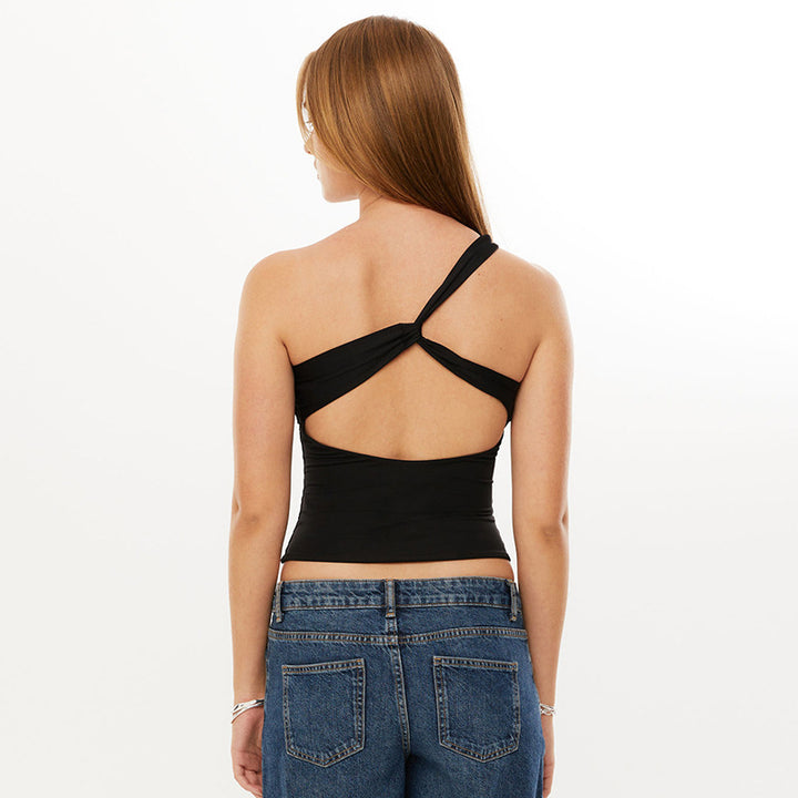 Damen asymmetrisches Top mit dekorativen Trägern Drune
