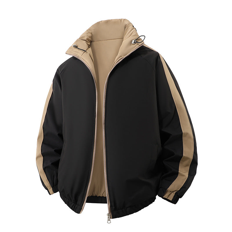 Herren Kurz geschnittene Thermo-Pufferjacke mit hohem, verstellbarem Stehkragen und kontrastierter Innenfütterung Drune
