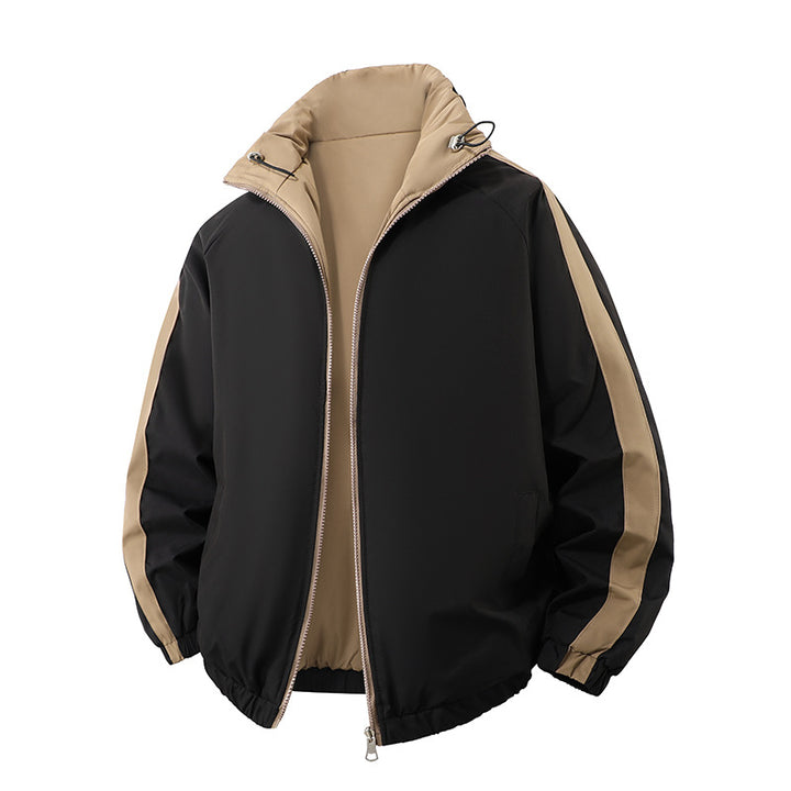 Herren Kurz geschnittene Thermo-Pufferjacke mit hohem, verstellbarem Stehkragen und kontrastierter Innenfütterung Drune