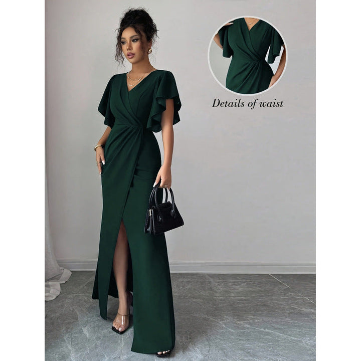 Damen Maxi-Kleid mit eleganter Wickeloptik und raffinierten Taillendetails Drune