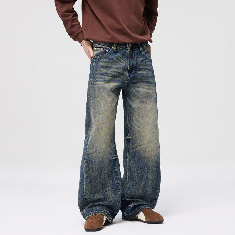 Damen High-Waist Ballon-Jeans mit Used-Waschung und weitem Statement-Bein Drune