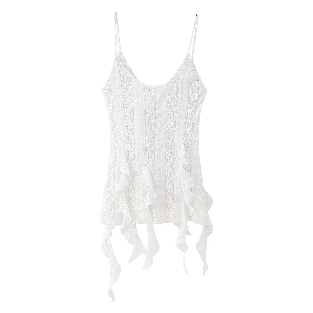 Damen elegante Palazzo-Hose mit floralem Spitzenmuster Drune