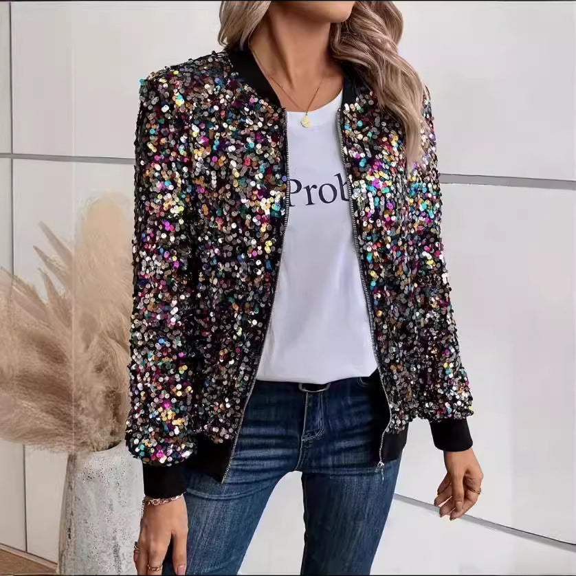 Damen Funktionsjacke mit glitzerndem Paillettendesign und bequemen Bündchen Drune