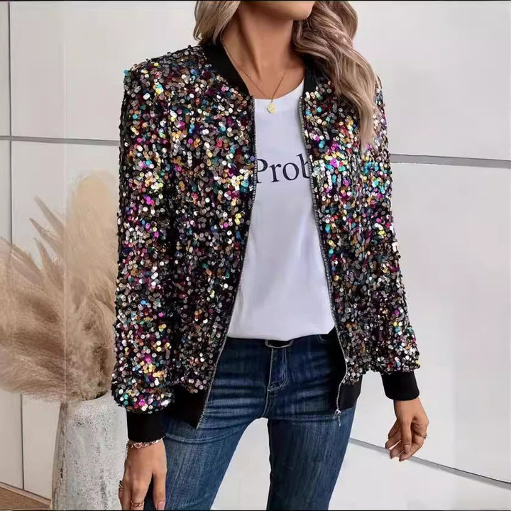 Damen Funktionsjacke mit glitzerndem Paillettendesign und bequemen Bündchen Drune