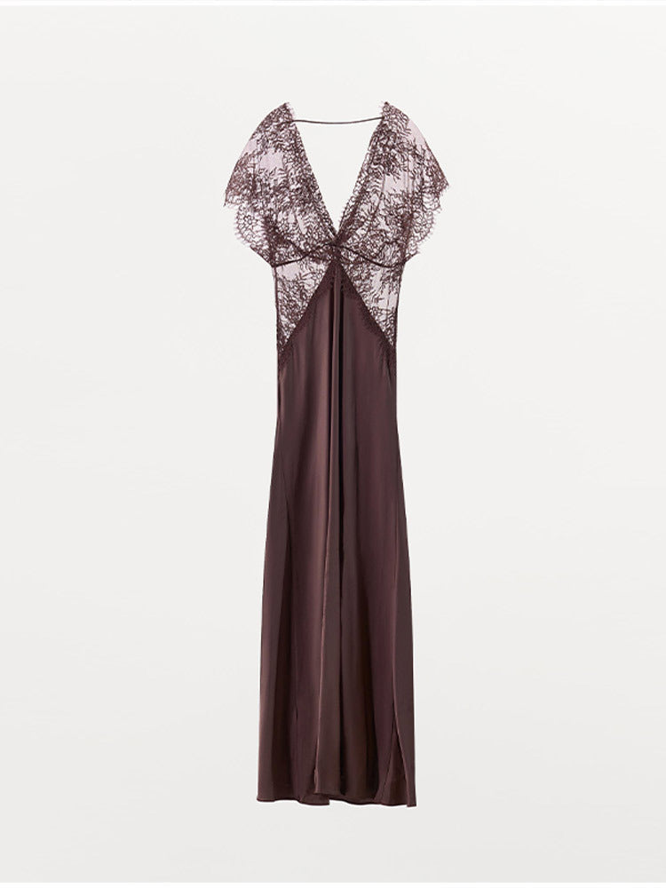 Damen Elegantes Abendkleid mit Spitzenapplikationen und schmalem Schnitt Drune