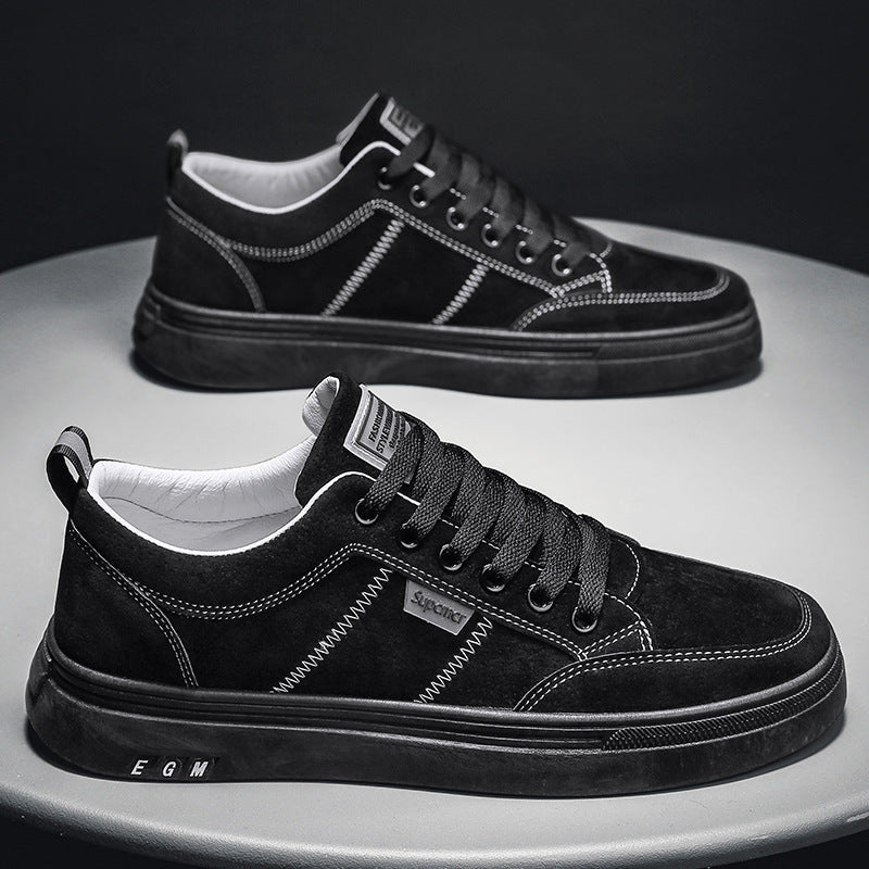 Herren Niedrige Velours‑Freizeit‑Sneaker mit gepolstertem Fersenkragen und dezenter Nahtstruktur Drune