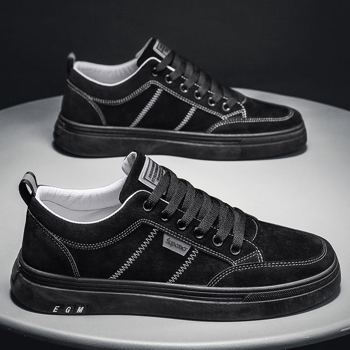 Herren Niedrige Velours‑Freizeit‑Sneaker mit gepolstertem Fersenkragen und dezenter Nahtstruktur Drune