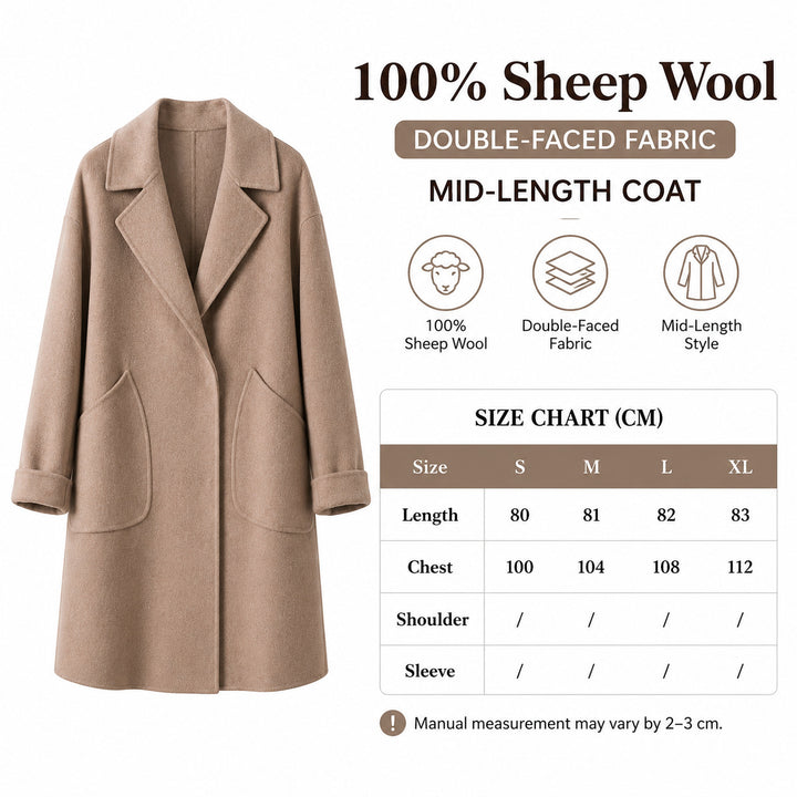 Damen Eleganter Wollmantel mit weit geschnittenem Design Drune