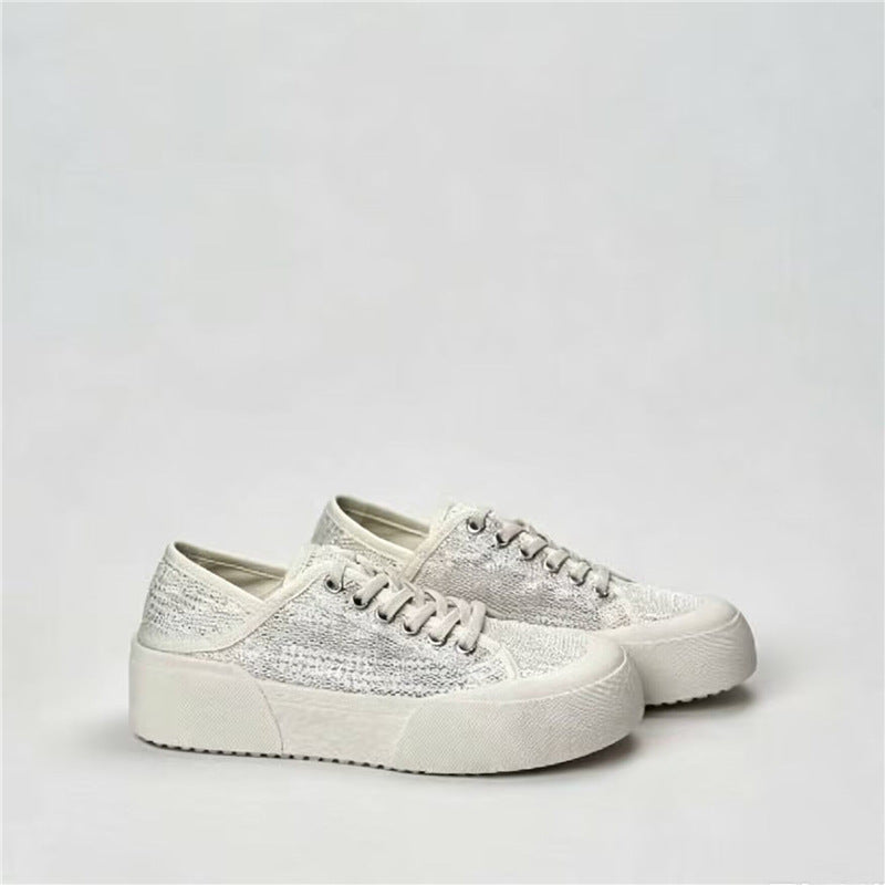 Damen Plateausneaker mit gestricktem Obermaterial und dicker Plattformsohle Drune