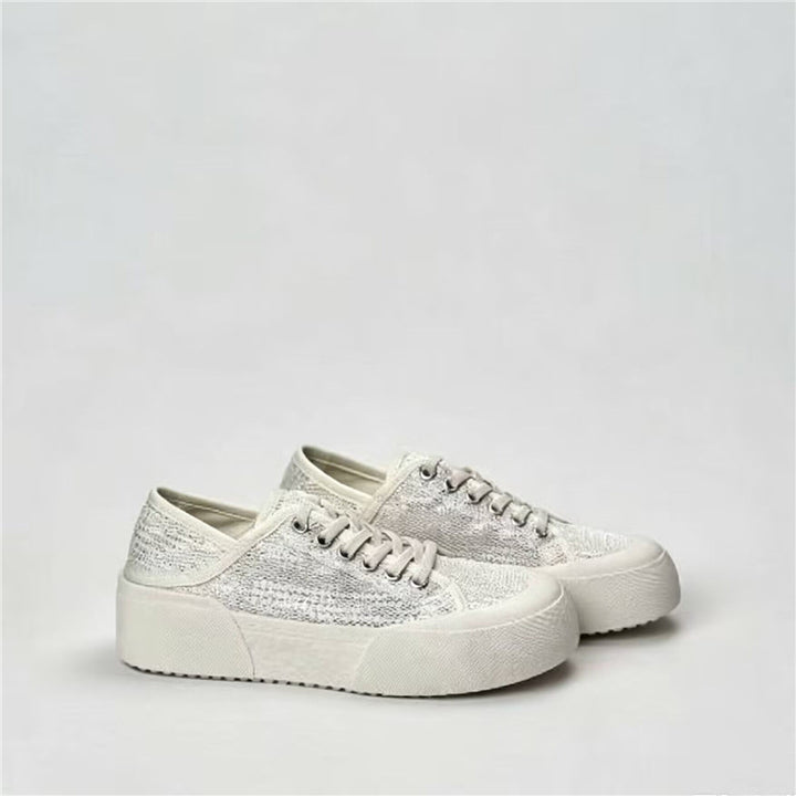 Damen Plateausneaker mit gestricktem Obermaterial und dicker Plattformsohle Drune