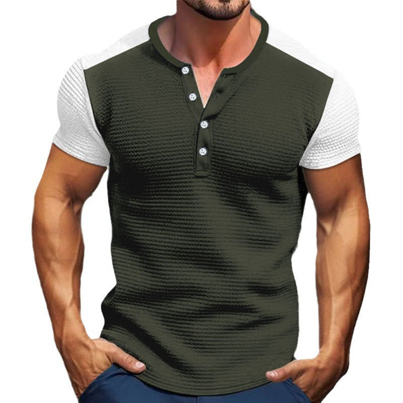 Herren nan kurzärmeliges Henleyshirt mit mittellanger Knopfleiste und Raglanärmeln Drune