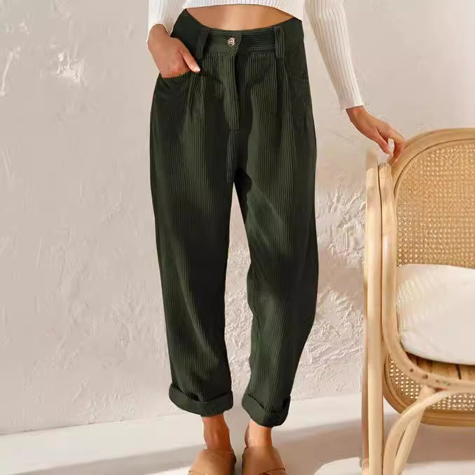 Damen Hochtaillierte Texturierte Hose Drune