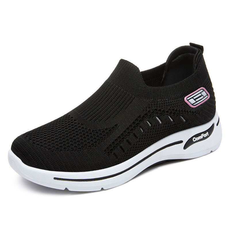 Damen nan ultraleichter gestrickter Slip-On Walking-Sneaker mit nahtlosem Sockenschaft und dämpfender EVA-Comfort-Zwischensohle Drune