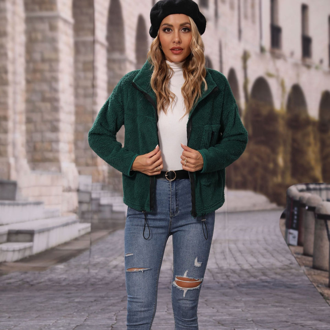Damen Fleecejacke mit hohem Kragen und praktischen Reißverschlusstaschen Drune