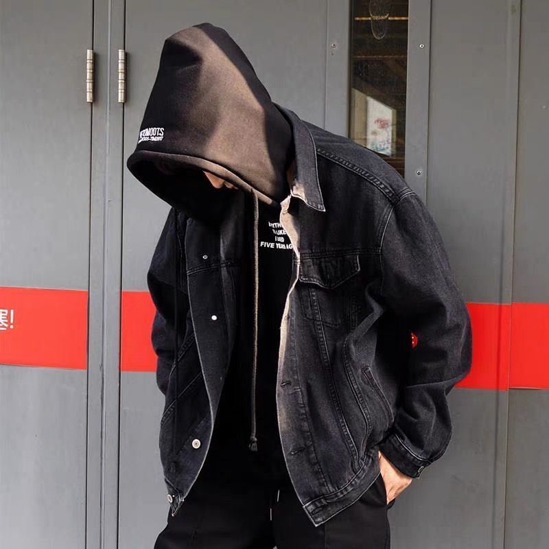 Herren Denimjacke mit Kapuze Drune