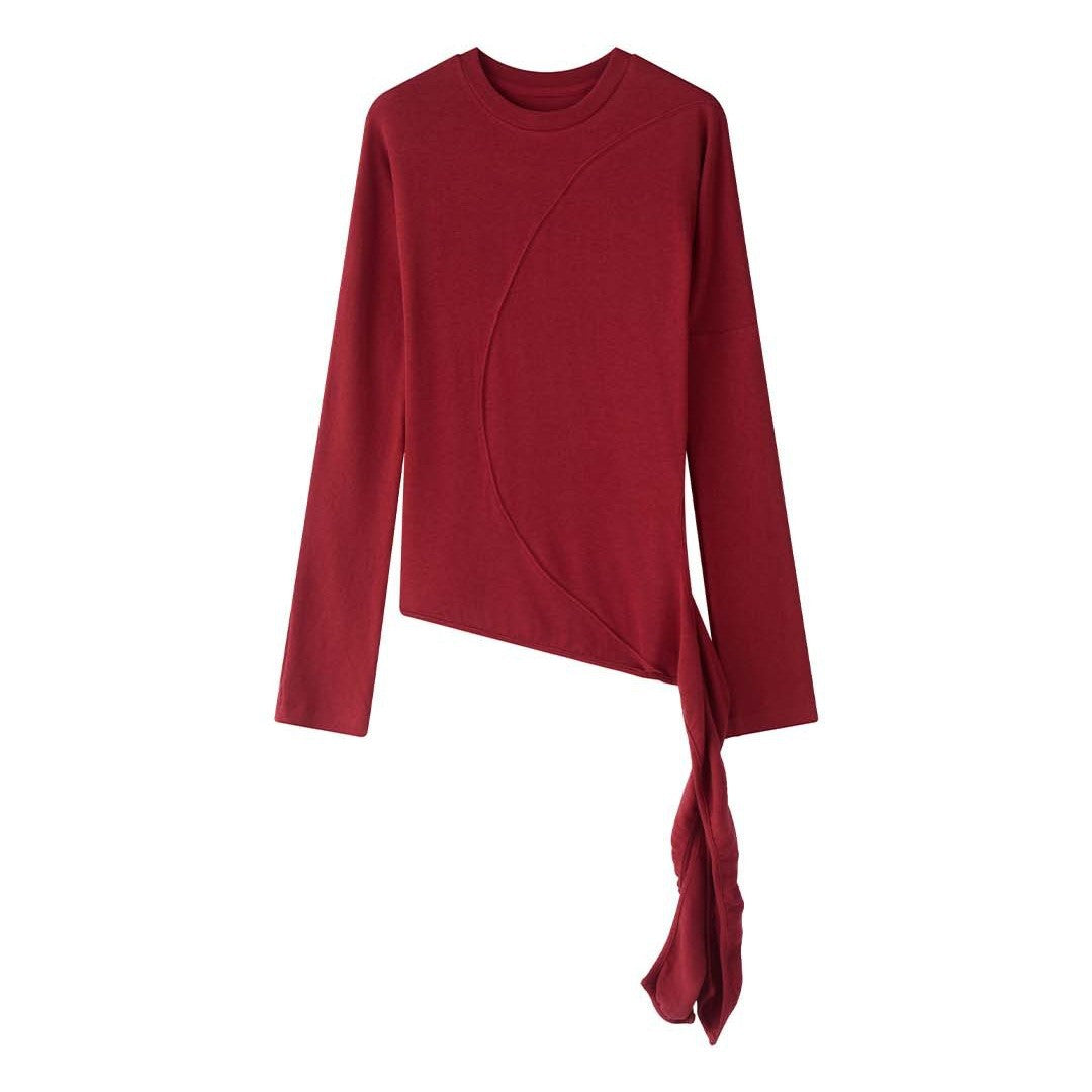 Damen Asymmetrisches Longsleeve mit seitlichen Bindebändern Drune