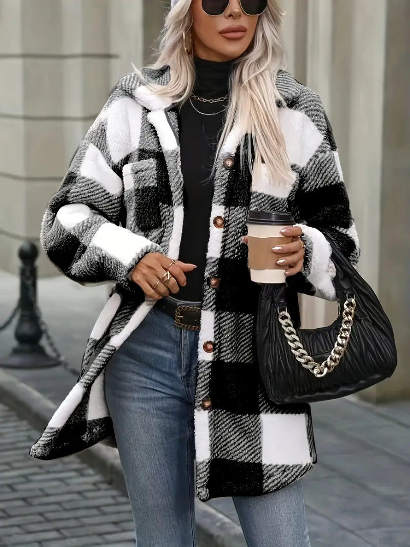 Damen Oversized Karofleecejacke Drune