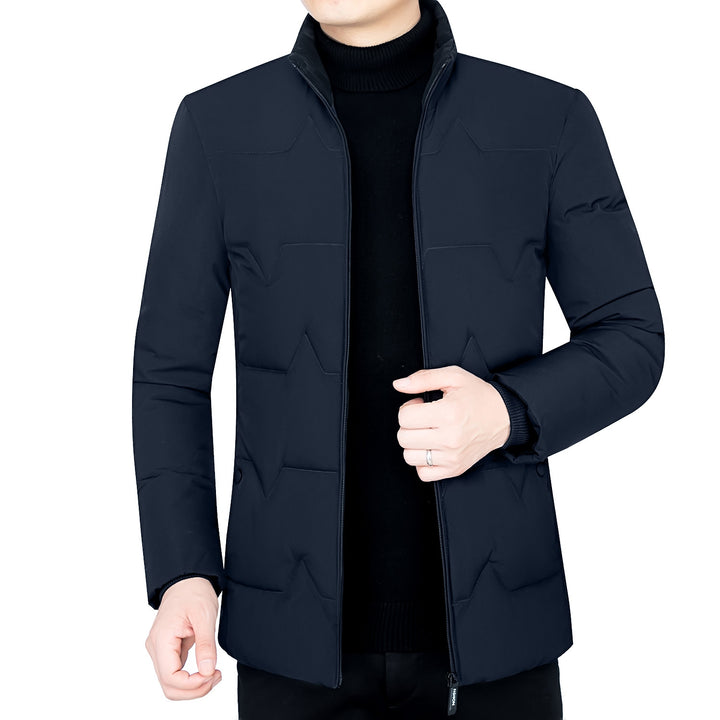 Herren Wattierte Stehkragenjacke mit wasserabweisender Oberfläche und Reißverschlusstaschen Drune