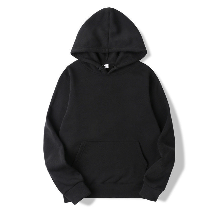 Unisex schlichter Kapuzenpullover mit Kängurutasche, gerippten Bündchen und relaxed Fit Drune