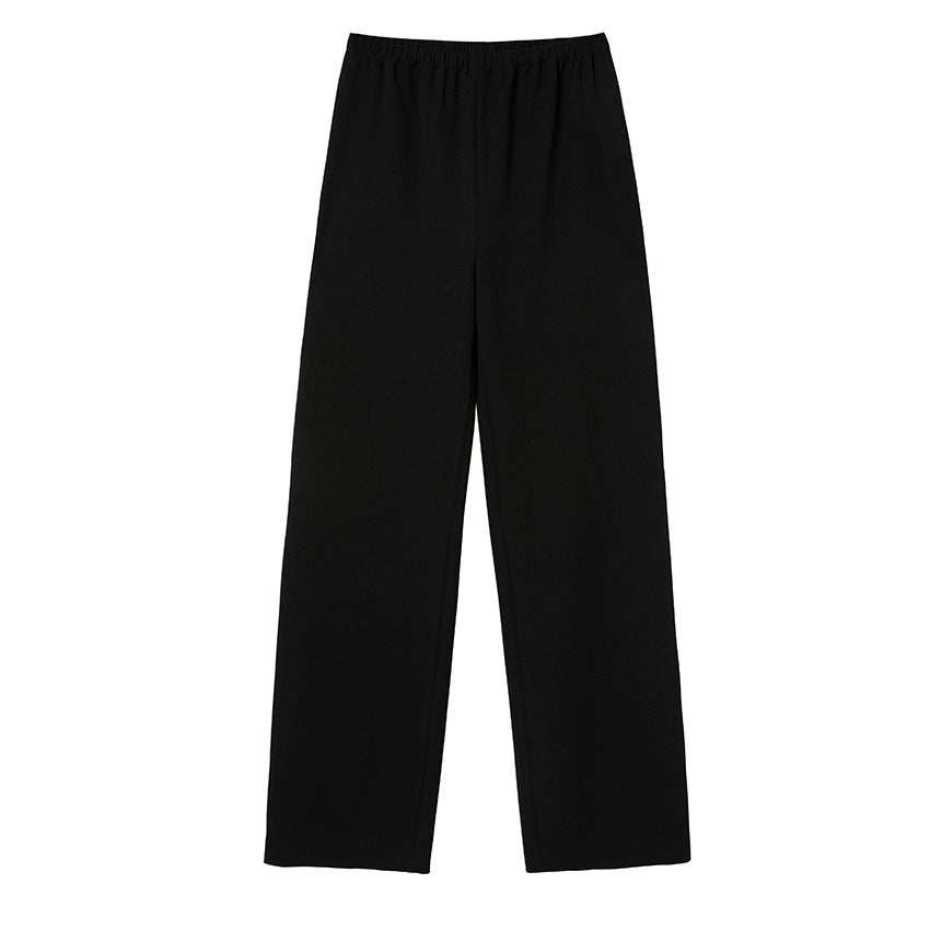 Damen High-Waist Hose mit elastischem Bund, weitem Bein und weich fließender Baumwollmischung Drune