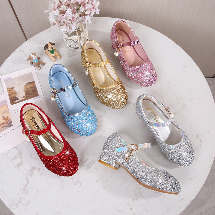 Mädchen Glitzernde Mary Jane Ballerinas mit dekorativem Riemchen und modischem Absatz Drune