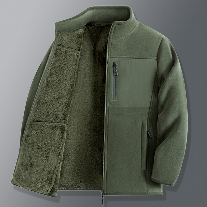 Herren funktionale Thermo-Fleecejacke mit weichem Teddyinnenfutter, Brustreißverschlusstasche und Zweiwege-Reißverschluss Drune