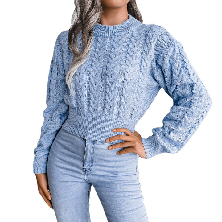 Damen Strickpullover im modernen Zopfmuster mit engem Bund Drune
