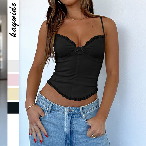Damen Komfortables Trägershirt mit Rüschendetails Drune