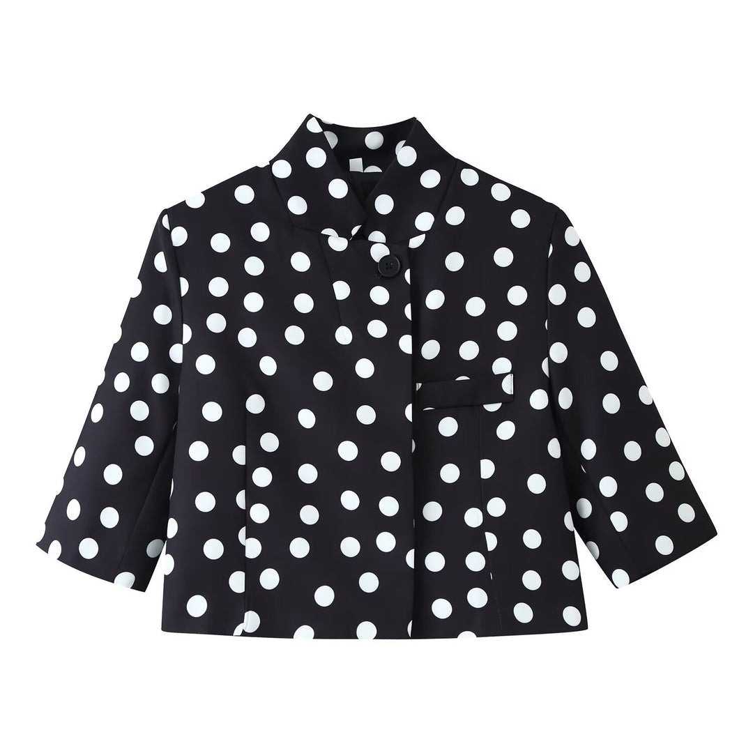 Damen Boxy-Kurzjacke mit Stehkragen und dreiviertelärmeln Drune