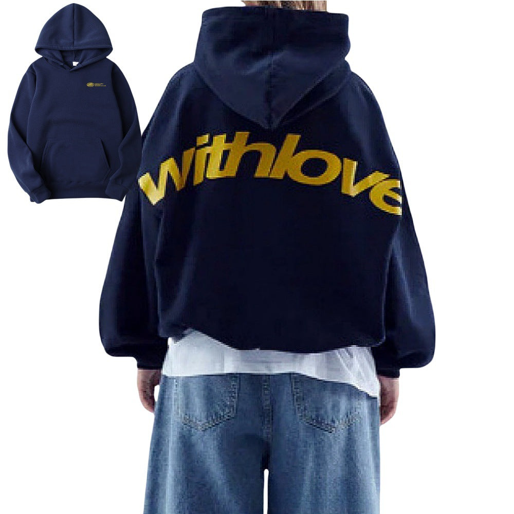 Unisex nan oversized Kapuzenpullover mit großflächigem Rückenprint, Kängurutasche und gerippten Bündchen Drune