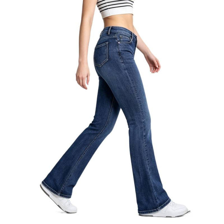 Damen Flared Jeans im klassischen 70er Jahre Look mit hoher Taille Drune
