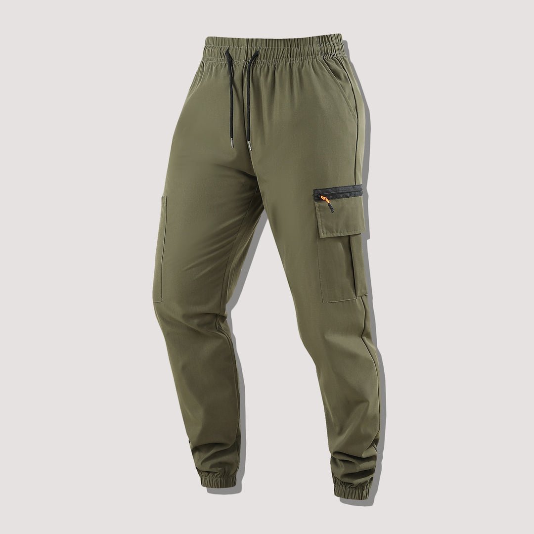 Herren Utility-Cargo-Jogginghose mit Kordelzug, Reißverschluss-Beintasche & elastischen Bündchen Drune