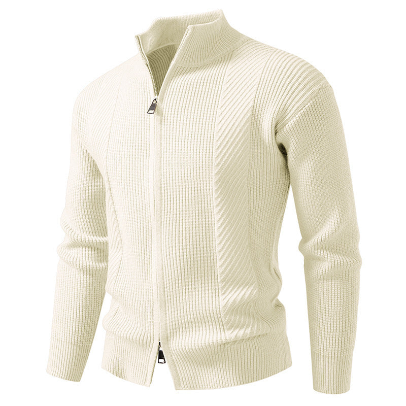 Herren modische Strickjacke mit Stehkragen und durchgehendem Reißverschluss Drune