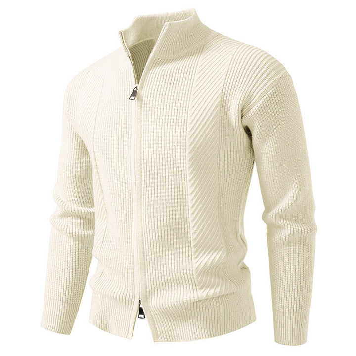 Herren modische Strickjacke mit Stehkragen und durchgehendem Reißverschluss Drune