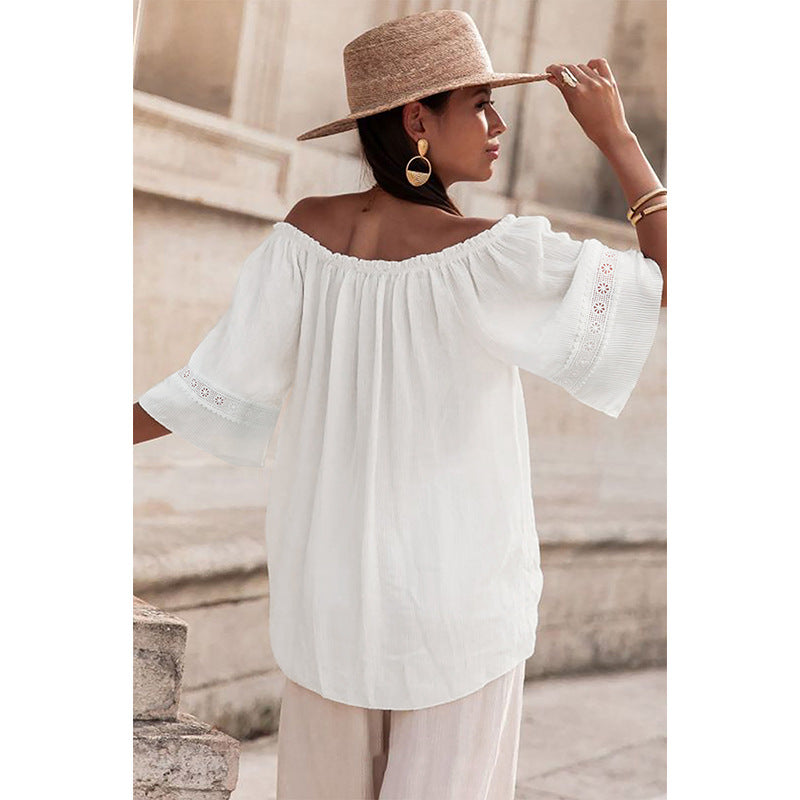 Damen Off-Shoulder Bluse mit bestickten Details Drune