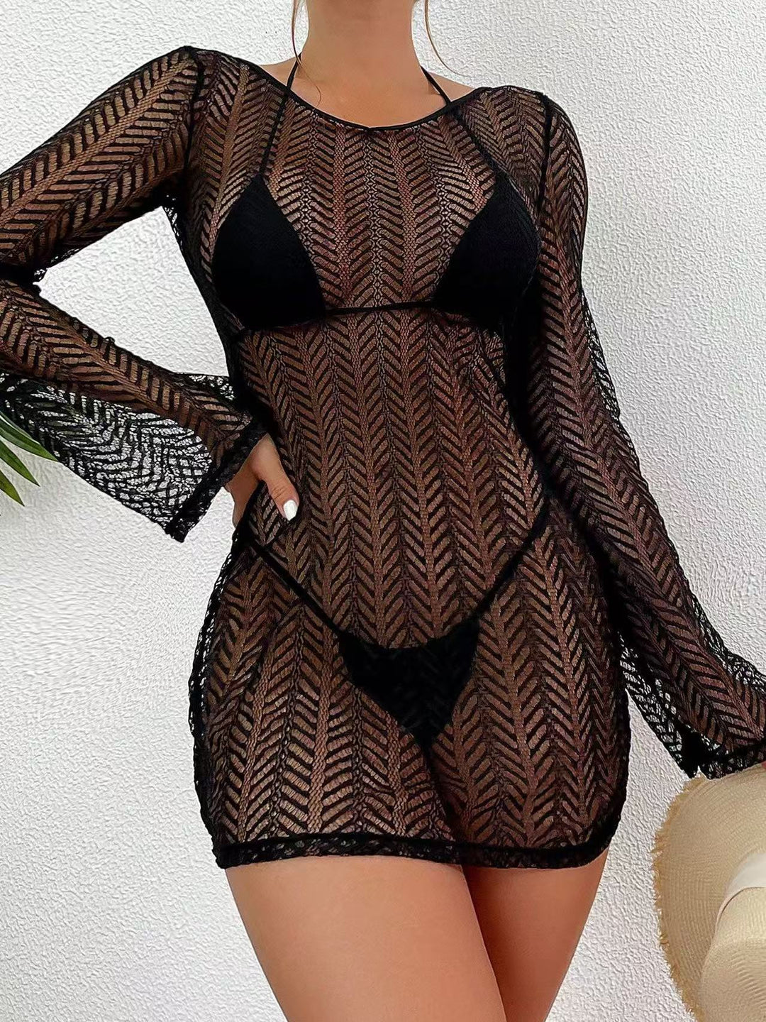 Damen Elegantes Netz-Strandkleid Drune