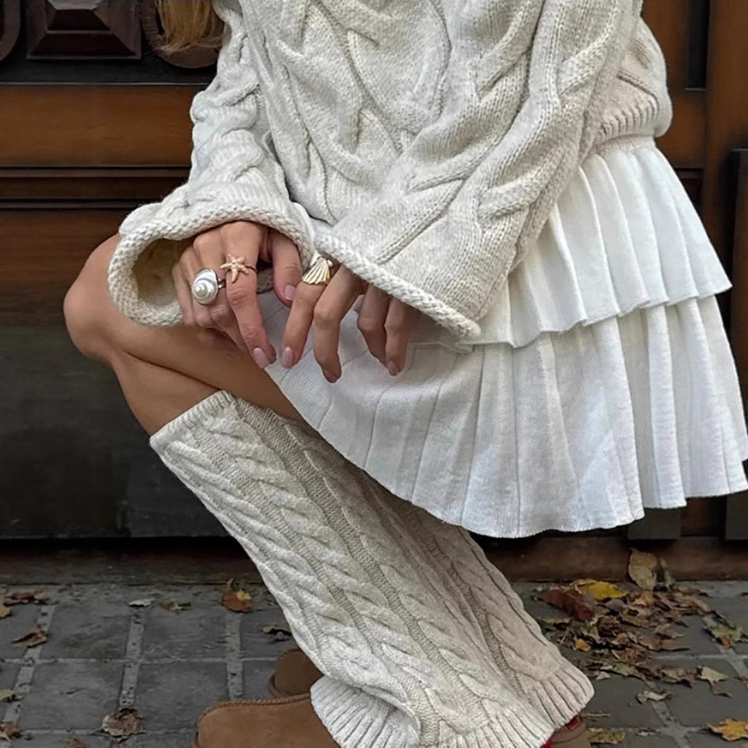 Damen Grob gestrickter Pullover mit modischem Zopfdesign Drune