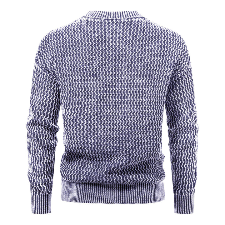 Herren Strukturierter Feinstrick-Pullover mit Stehkragen und Zickzackmuster Drune