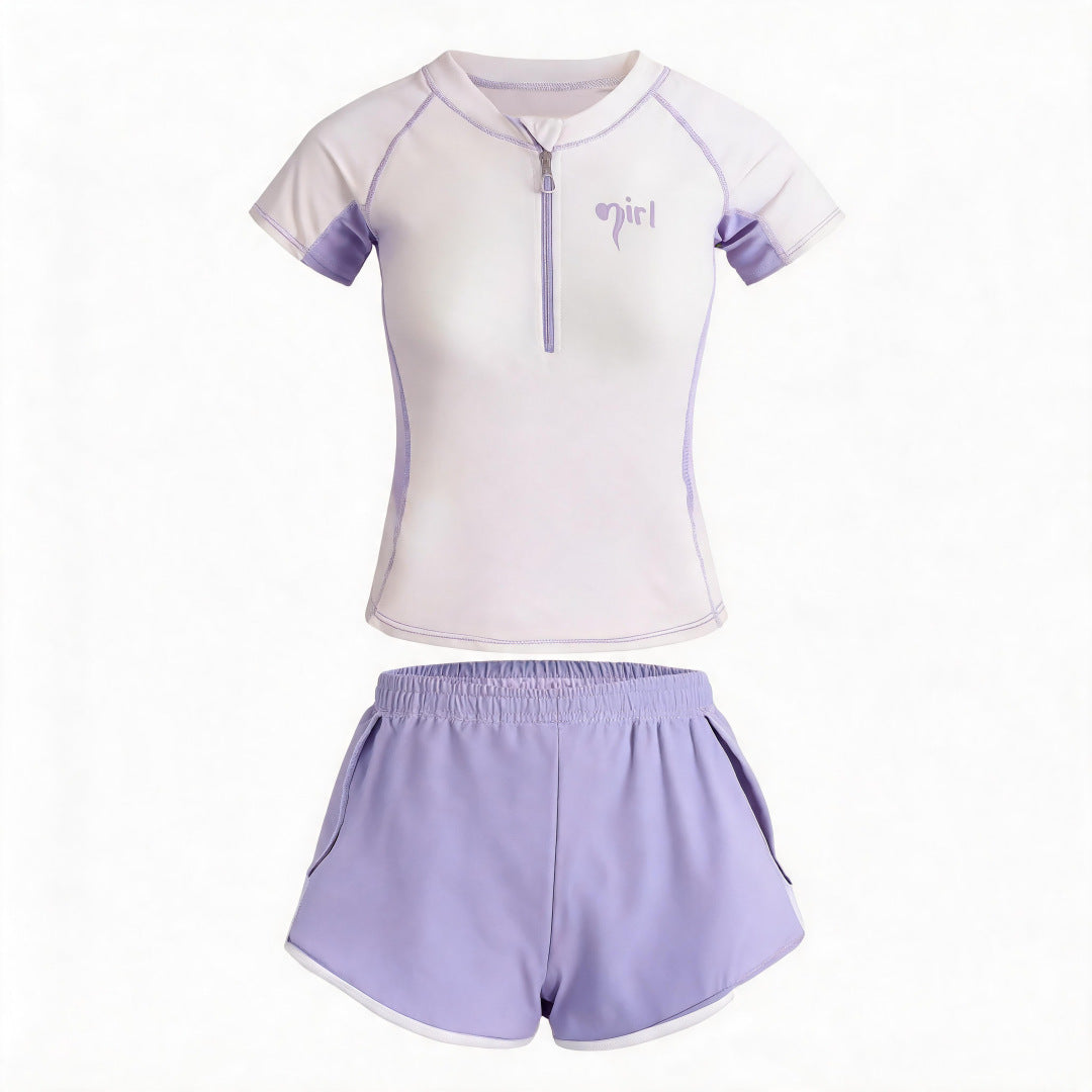 Damen UV-Schutz Bade-Set mit kurzem Arm und kurzer Hose Drune