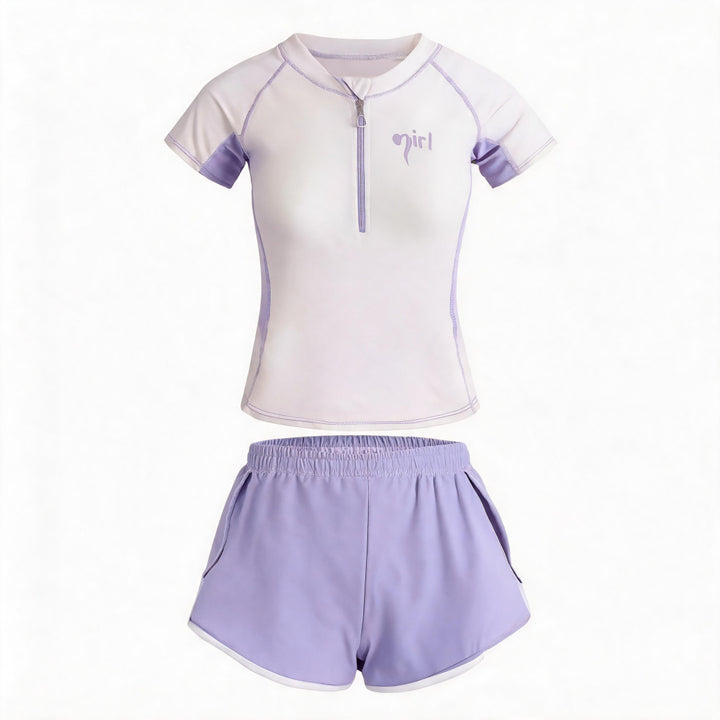 Damen UV-Schutz Bade-Set mit kurzem Arm und kurzer Hose Drune