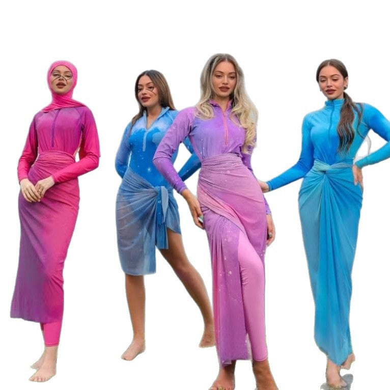 Damen Modischer Schwimmanzug mit Hijab Drune
