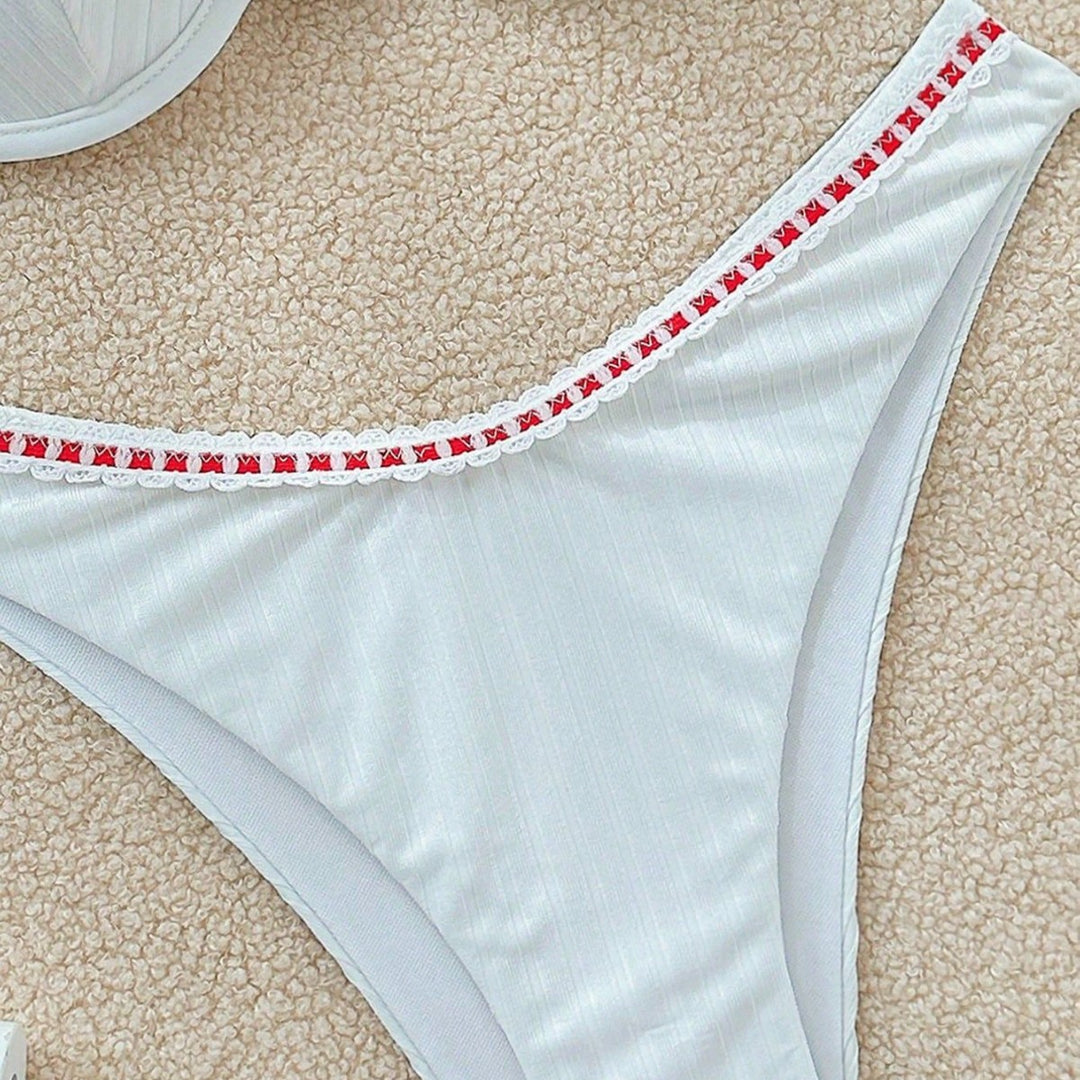 Damen gepolsterter Bikini mit farblich abgesetzten Akzenten Drune