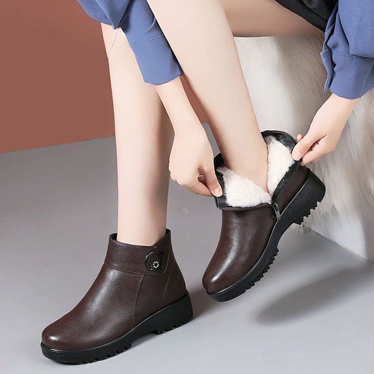 Damen Elegante Winter Stiefeletten mit Warmfutter Drune