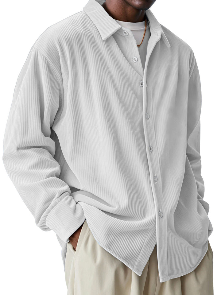 Herren nan oversized Kordhemd mit feiner Rippenstruktur und Relaxed-Fit Drune
