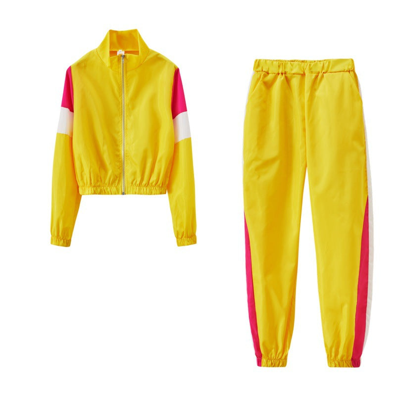 Damen Sportliches Trackset mit colorblock Design und elastischem Bund Drune