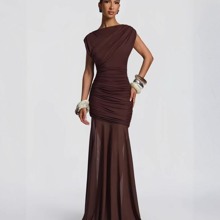 Damen Elegantes und figurbetontes Abendkleid mit Raffungen Drune