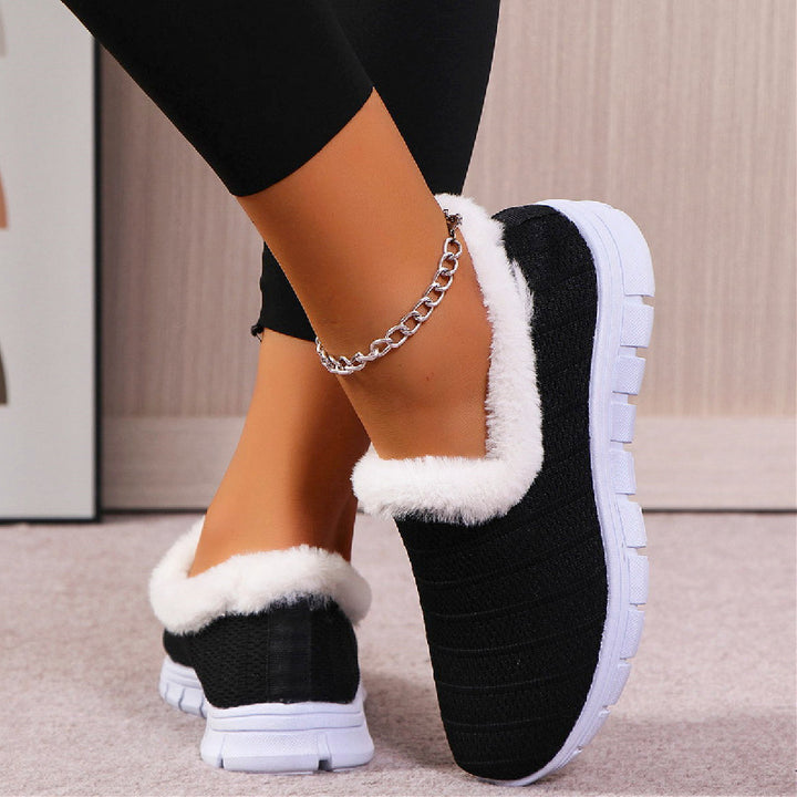 Damen Fleecegefütterte Strick-Slipper-Sneaker mit flexibler EVA-Sohle Drune