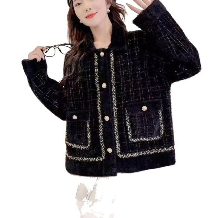 Damen elegante Jacke mit zeitlosem Hahnentrittmuster Drune
